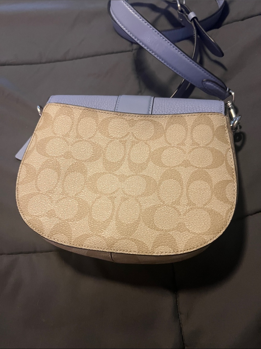 Coach Khaki Canvas Crossbody with Chambray Blue Trim - Picture 7 of 8